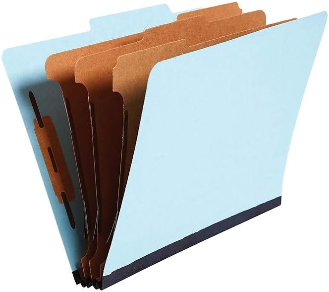 Staples® 60% Recycled Pressboard Classification Folder, 3-Dividers, 3 1/2" Expansion, Letter Size, Blue, 20/Box - Image 4