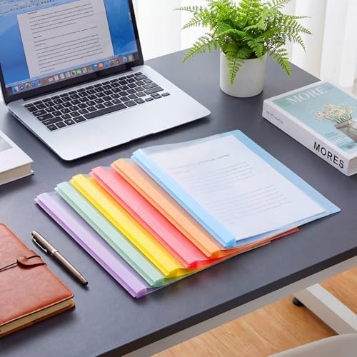 Feifeiya 72 Pack Plastic Report Covers with 3 Prongs Presentation Folders Bulk, 100 Sheet Capacity, Clear Front Report Covers for Presentation Document Paper School Office Supplies (Fresh Colors) - Image 5