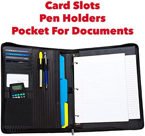 Case-it Zipper Padfolio | Letter Size | 3-Ring Binder | PAD-40 Black - Image 3