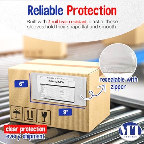 MT Products Clear Plastic Envelope Pouch 6" x 9" - Disposable Blank Packing List for Shipping - Pack of 1000 - Image 2