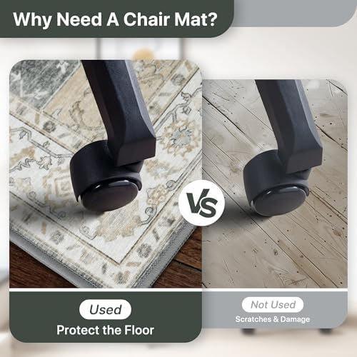 36"x48" Office Chair Mat for Hardwood Floor, Non-Slip Washable Grey - Image 4