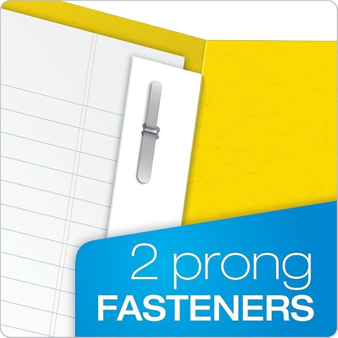 Oxford Two-Pocket Folders w/Fasteners, Yellow, Letter Size, 25 per Box (57709) - Image 2