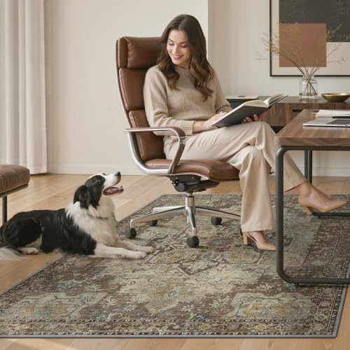36"x48" Office Chair Mat for Hardwood Floor, Non-Slip Washable Brown - Image 7