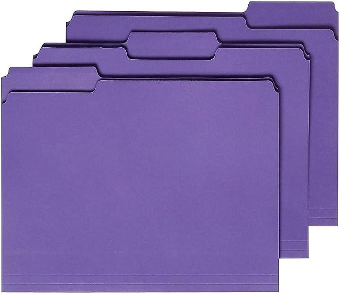 Staples Reinforced File Folders, 1/3-Cut Tab, Letter Size, Purple, 100/Box (ST508945-CC) - Image 7