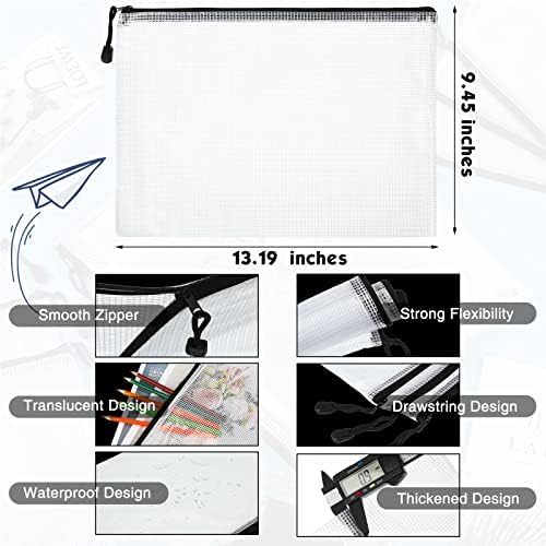 Zhehao 100 Pcs A4 Mesh Zipper Pouch Bag Bulk Black Mesh Pouch with Zipper - Image 2