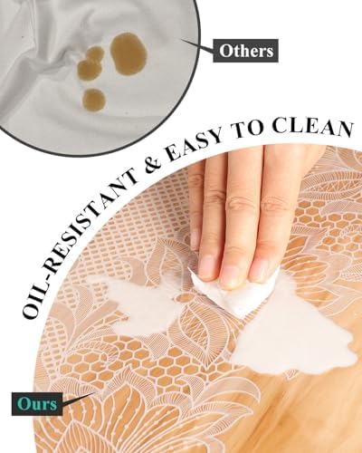 Crystal Clear Plastic Table Cover Protector with Lace Pattern, 36" x 60" - Image 3