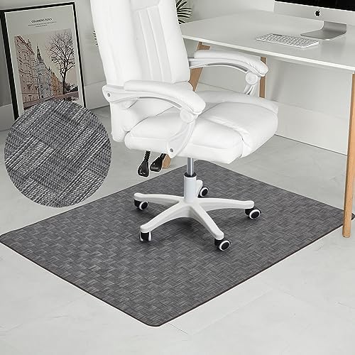 Chair Mat for Hardwood & Tile Floor, 47" x 60" Heavy Duty Office Chair Mat for Rolling Chairs, Anti Slip, Non-Curve, Floor Protector for Home Office, Charcoal Grid by RccugmatS