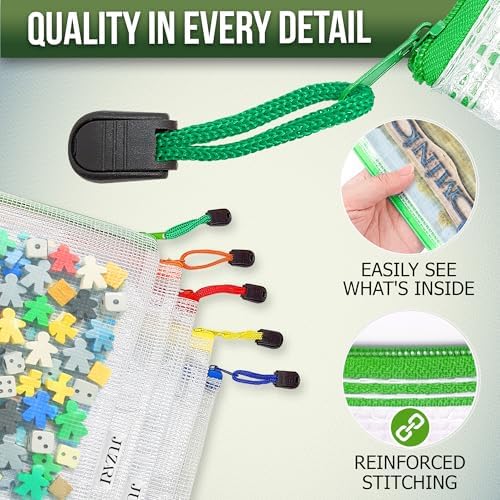 5 Pack Mesh Zipper Pouch Bags 10x14 inch - Plastic Zipper Pouches for Organizing - Document Bags with Zippered - Letter Size Zippered Pouch - Document Pouches Clear Zip Bags - Mesh Storage Bags - Image 2