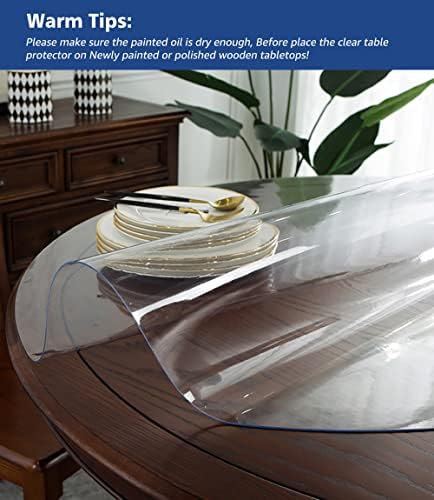 36 Inch Round Clear Plastic Table Cover Protector PVC Tablecloths Sheet Wood Furniture Topper Cover for Coffee Dining Room Table Kitchen Countertop Office Desk Blotter Pad Waterproof Wipeable - Image 5