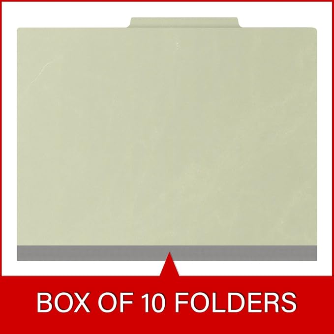 25 Pt. Pressboard Classification Folders, 2/5 Cut ROC Top Tab, Letter Size, 3 Dividers, Light Green (Box of 10) - Image 6