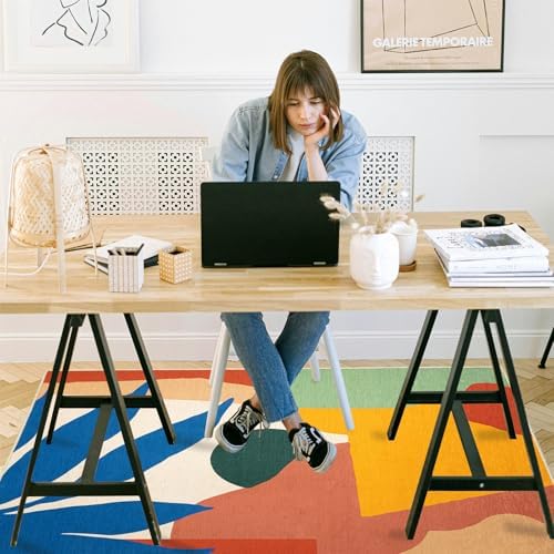 Office Chair Mat for Hardwood Floor, 48"x36" Easy Glide Computer Desk Mat Protector for Rolling Chair Under Desk Rug Nonslip Backing, Machine Wash (Modern) - Image 2