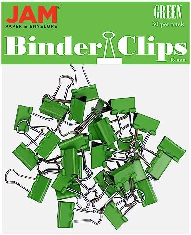 JAM PAPER Colorful Binder Clips - Extra Small - 3/5 Inch (15 mm) - Green Binderclips - 30/Pack by JAMPaper