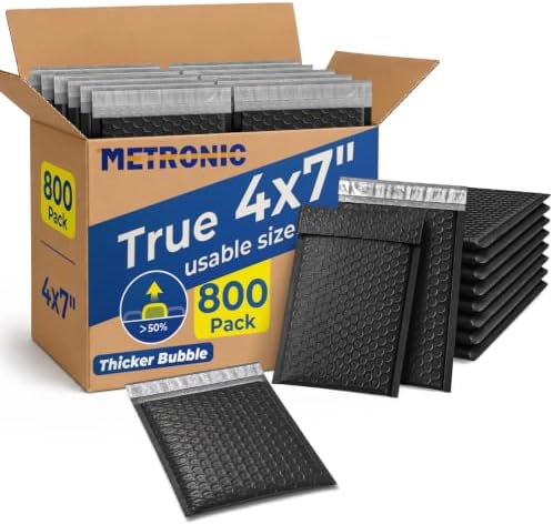 Metronic Bubble Mailers 4x8" 800Pack Padded Envelopes True 4x7" Usable Size by METRONIC