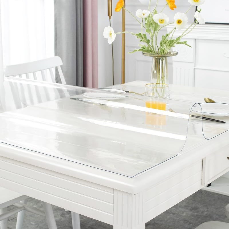 Warmstar Clear Rectangular Table Protector, 44 x 120 Inch, 1.5mm PVC, Desk & Dining Table Cover - Image 2