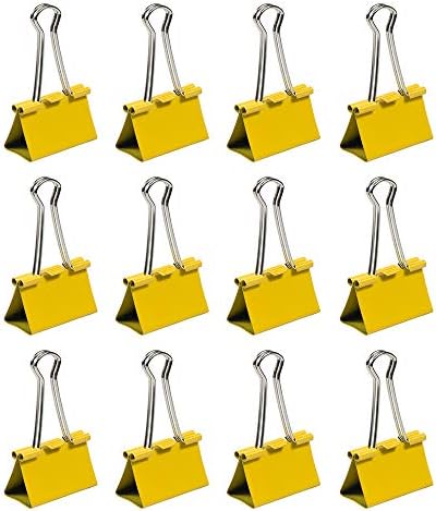 JAM PAPER Colorful Binder Clips - Large - 1 1/2 Inch (41 mm) - Yellow Binderclips - 12/Pack - Image 2