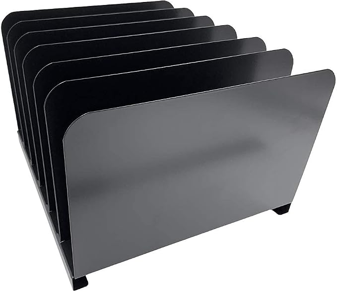 Huron Desktop File Binder Organizer Storage Vertical 6 Slot, Black Commercial Grade Steel - Image 4