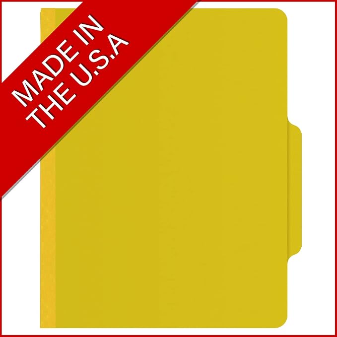 25 Pt. Pressboard Classification Folders, 2/5 Cut ROC Top Tab, Letter Size, No Dividers, Yellow (Box of 25) - Image 5