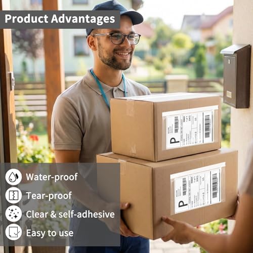 4.5" x 5.5" Shipping Label Sleeves Plastic Envelopes Self-Adhesive Top Loading Packing List Envelopes, Clear Mailing Label Pouch for Packages(100 Pack) - Image 4