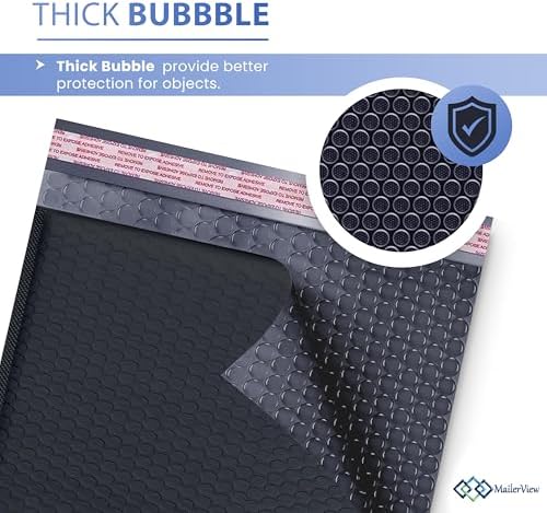 Black Bubble Mailers 14.25x20, Self Seal Poly Padded Envelopes #7, 50 Pack - Image 5
