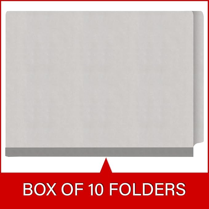 Ecom Folders Heavy Duty Top Tab Classification Folders | Letter Size 18 Pt Stock with 1 Divider | 2/5 Cut Right Position Tab for Medical, Legal and Office Documents | Grey, Box of 10 - Image 6