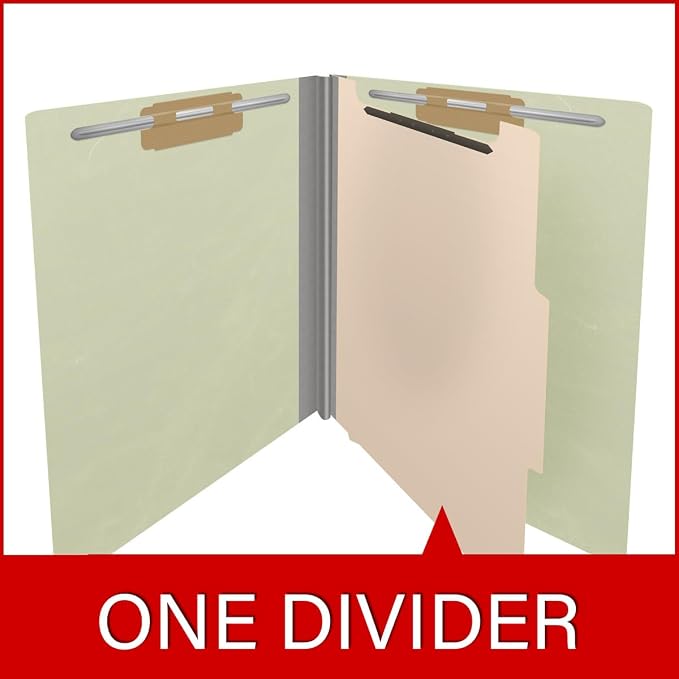 25 Pt. Pressboard Classification Folders, Full Cut End Tab, Letter Size, 1 Divider, Light Green (Box of 10) - Image 8