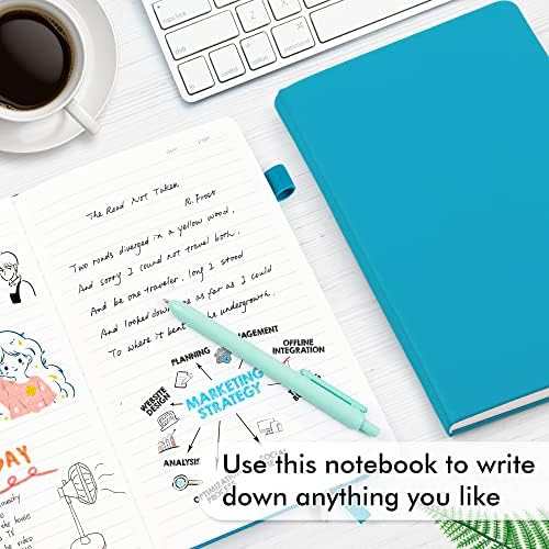 feela 24 Pack Journal Notebook Bulk for Work, Business Notebook Hardcover Lined Writing Journal with Pen Holder for Men Women Note Taking, with 24 Black Pens, 120 GSM, 5.1”x8.3”, A5, Teal - Image 4