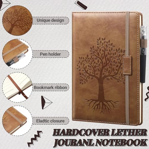 Estune 10 Pack Lined Journal Notebook A5 Tree of Life Hardcover Leather Journal with 10 Pen, College Ruled Notebook for Travel, Business, Work, Office, School Note Taking Diary(Retro Dark Color) - Image 3