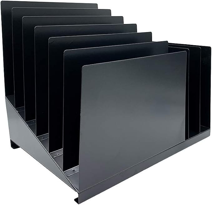 Huron Desktop File Binder Organizer Storage, Combination Vertical 3/Slant 6 Slot Tray, Black Steel - Image 5