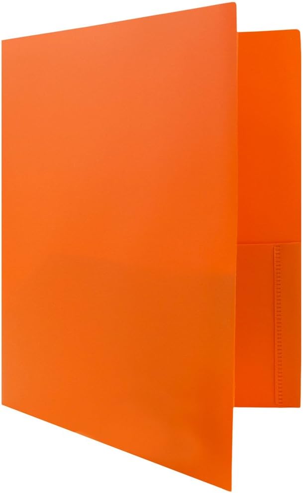 JAM PAPER Plastic Color POP Folders - 2 Pocket Durable Folders with Metal Prongs Fastener Clasps - Orange - Bulk 96/Pack - Image 4
