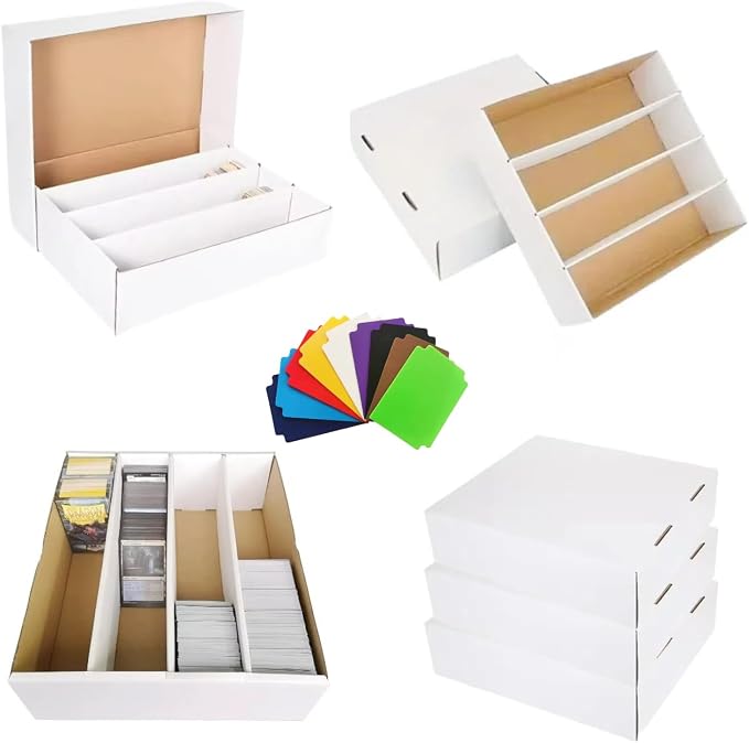 4 Set Sports Card Storage Boxes 3150 Count Bulk Card Trading Cards Collection Box Cardboard Card Storage Box for Card Game Baseball Card Sorting Tray Cases Cards with 4 Dividers Collector by Unknown