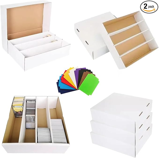 8 Set Sports Card Storage Boxes 3150 Count Bulk Card Trading Cards Collection Box Cardboard Card Storage Box for Card Game Baseball Card Sorting Tray Cases Cards with 10 Dividers Collector Cards Boxes by Unknown