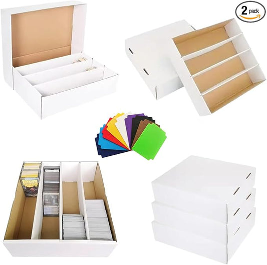 2 Set Sports Card Storage Boxes 3150 Count Bulk Card Trading Cards Collection Box Cardboard Card Storage Box for Card Game Baseball Card Sorting Tray Cases Cards with 10 Dividers Collector by Unknown