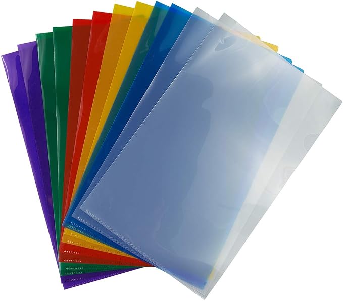 JAM PAPER Plastic Sleeves - Legal Size - 9 x 14 1/2 - Assorted Color Project Pockets - 12 Page Protectors/Pack by JAMPaper