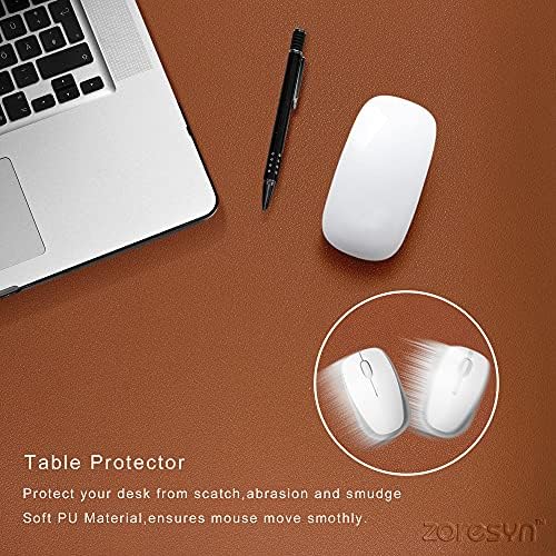 ZORESYN XL Faux Leather Desk Pad Protector, 47.2" x 15.8", Light Brown - Image 6