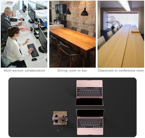 Cacoy 66.9" x 35.4" Leather Desk Mat, Large Computer Mouse Pad, PU Leather Desk Blotters Pad Protector, Extended Desk Mats on Top of Desks, Waterproof Desk Writing Pad for Office and Home (Black) - Image 7