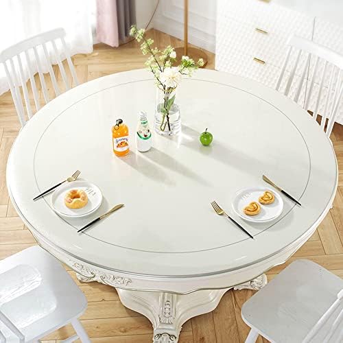 PoPoTo 28 Inch Dia Clear Round Table Cover Protector Mat Sofa Side Dining Coffee End Tabletop Protector PVC Plastic Tablecloth Vinyl Heat Resistant Wipeable Desk Pad Protective for Kitchen Wood - Image 6