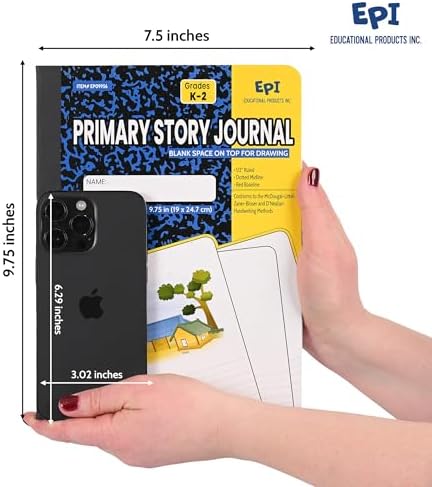 12 Pack - EPI Primary Ruled Composition Notebook Black - 200 Pages (100 Sheets), 9-3/4 x 7-½ - Classroom Back to School Supplies, Heavy Duty, Durable Hardcover Office Notebooks, Sewn - Image 3