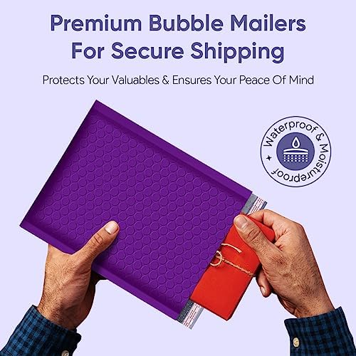 Purple Bubble Mailers 10.5x16, Self Seal Poly Padded Envelopes #5, 100 Pack - Image 3
