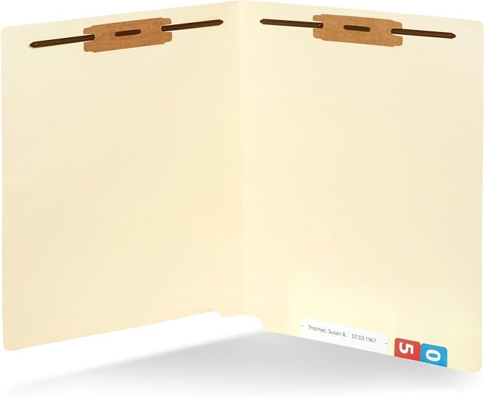 Blue Summit Supplies 100 Manila Fastener File Folders with End Tabs, Reinforced Straight Cut End Tab Folders with 2 Fasteners, Standard Medical File Folders, Letter Size, Manila, 100 Pack | Reinforced end tab, letter size, 11pt, 2 prong bonded fastener... - Image 2