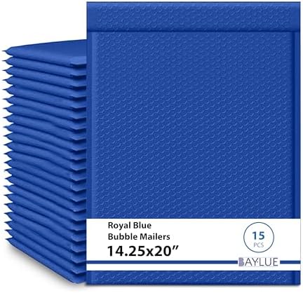 Royal Blue Bubble Mailers 14.50x20, Poly Padded Envelopes #7, 15 Pack by BAYLUE
