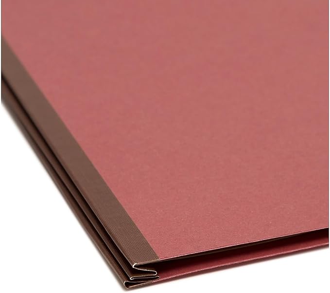 Smead 100% Recycled Pressboard Classification File Folder, 2 Dividers, 2" Expansion, Letter Size, Red, 10 per Box (14024) - Image 6
