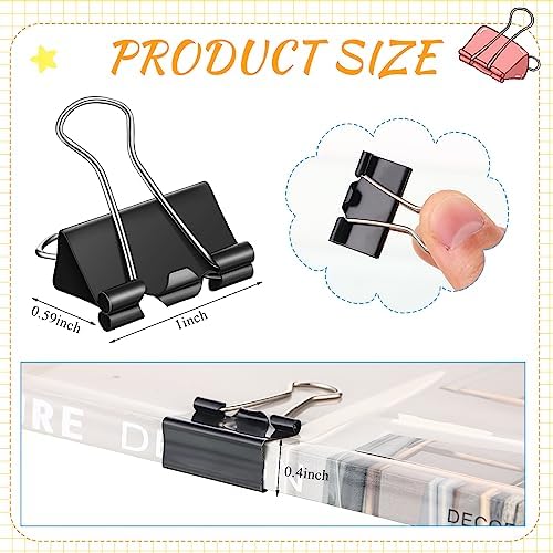 Jetec 800 Pcs Black 1 Inch Binder Clip Paper Clamp Metal Paper Clip - Image 2