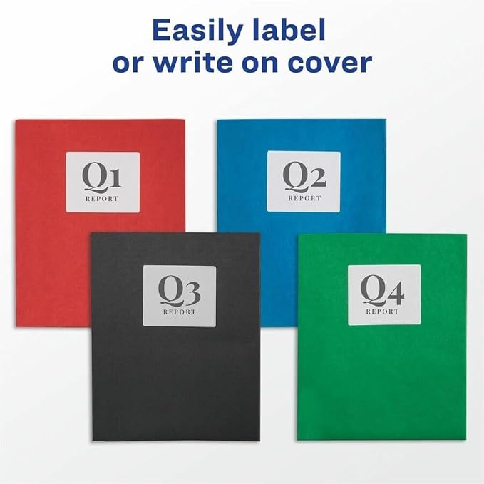 Avery Two Pocket Folders, Holds up to 40 Sheets, Business Card Slot, Case Pack of 125 Assorted Folders (47993) - Image 2