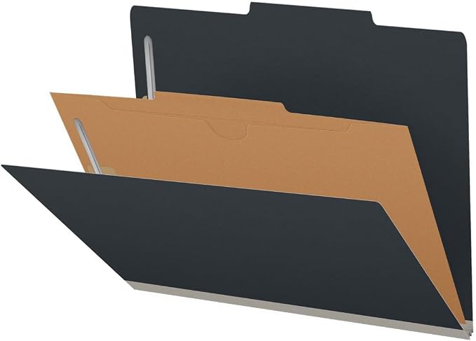25 Pt. Pressboard Classification Folders, 2/5 Cut ROC Top Tab, Letter Size, 1 Pocket Divider, Black (Box of 10) - Image 4