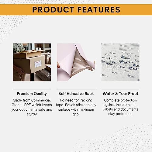 300 Pack 6"x9" Shipping Label Sleeves – Clear Self-Adhesive Packing Slip Pouches, Waterproof Packing List Envelopes – Ideal for Shipping Documents, Mailing Labels, Invoices & Packing Slips - Image 3