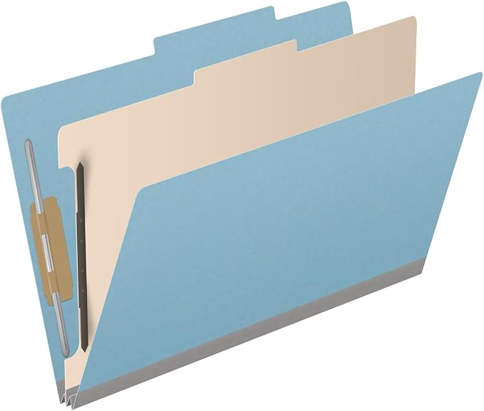 25 Pt. Pressboard Classification Folders, 2/5 Cut ROC Top Tab, Legal Size, 1 Divider, Light Blue (Box of 10) - Image 2