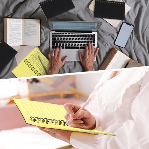 Jutom 2 Pcs Small Spiral Notebook Memo Pad 3x5, Black Cover Yellow Page - Image 6