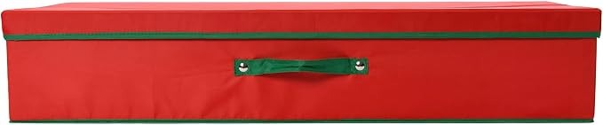 Household Essentials Holiday Gift Wrap Organizer with Lid, Red and Green - Image 6