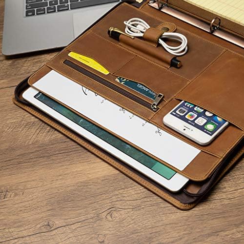 YIWEN Personalized Leather 3 Ring Binder Portfolio for 8.5 x 11” Notepad - Image 4