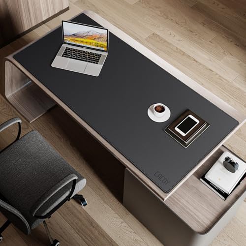 Cacoy 63"x24" Leather Desk Mat, Office Desk Blotter, Large Mouse Pad, Black - Image 4